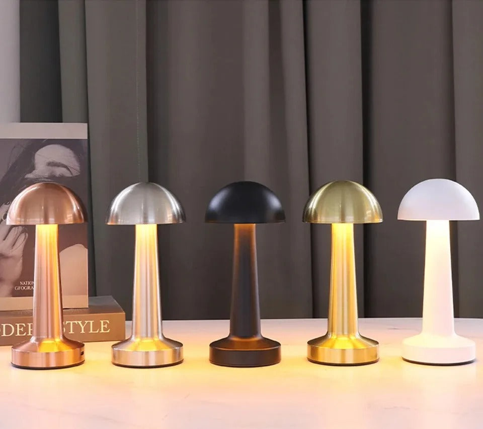 Lampka Grzybek LED – Bezprzewodowa Lampa Stołowa Retro