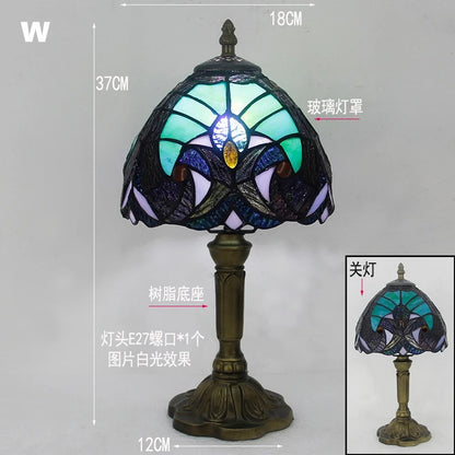 Lampa Witrażowa Tiffany – Klasyczna Lampa Stołowa Vintage E27