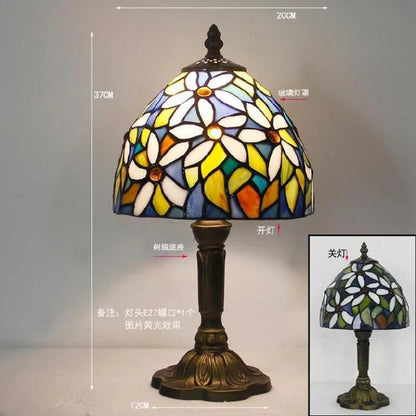 Lampa Witrażowa Tiffany – Klasyczna Lampa Stołowa Vintage E27