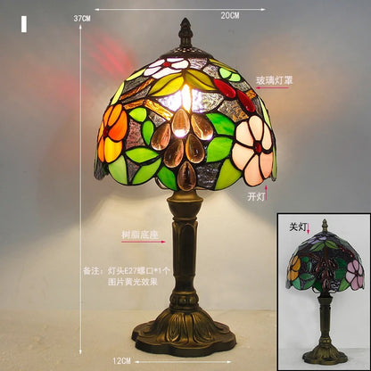 Lampa Witrażowa Tiffany – Klasyczna Lampa Stołowa Vintage E27